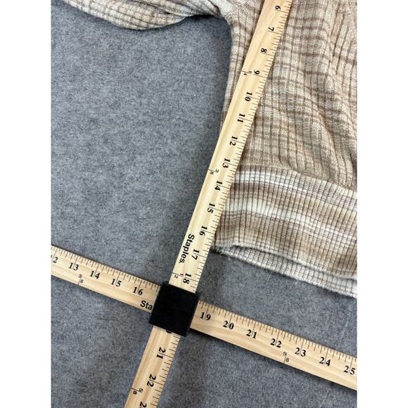 American Eagle Faux Wrap Sweater Womens XS Beige Ribbed Knit Cropped Vneck Y2K - Picture 3 of 4